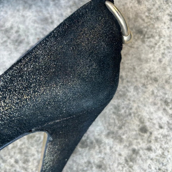 Guillaume Hinfray black and  gold peep toe heel, size 37.5 - Picture 13 of 16